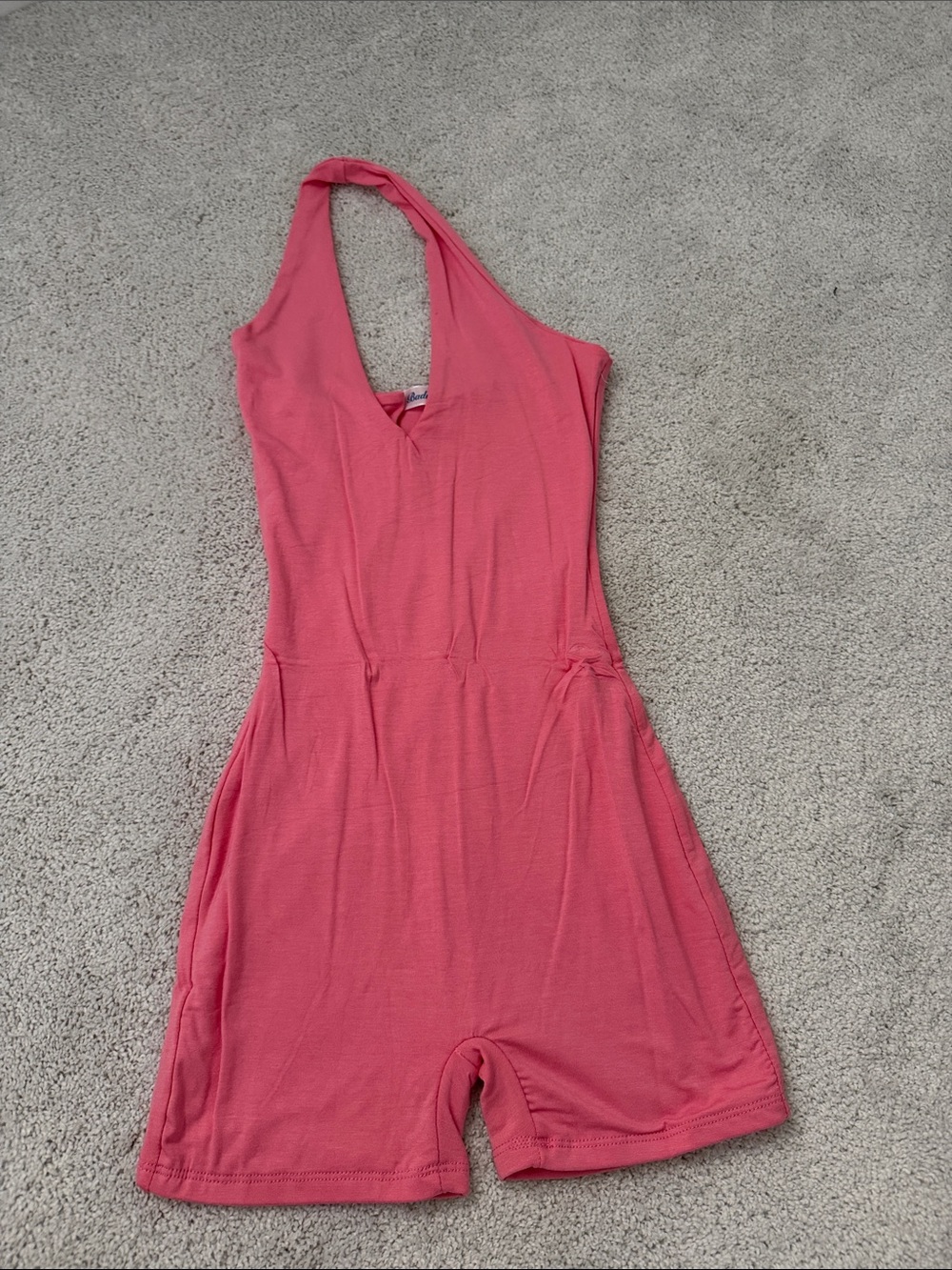 Women’s pink Halter Romper - Sleeveless V-Neck Jumpsuit